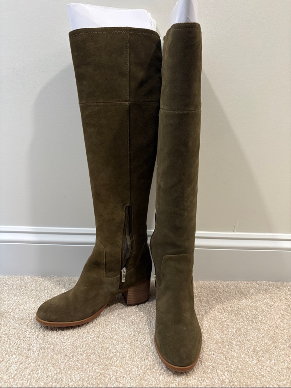 Marc Fisher Olive Suede Over-The-Knee Block Heel Boots